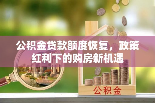 石楼公积金贷款额度恢复，政策红利下的购房新机遇